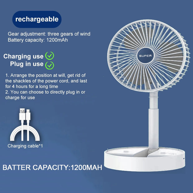 2 in 1 Foldable Telescopic Cooling Fan